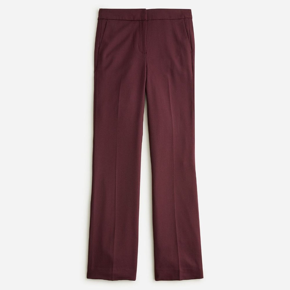 J.Crew - Willa full-length flare pant in Italian city wool - midnight burgundy 8